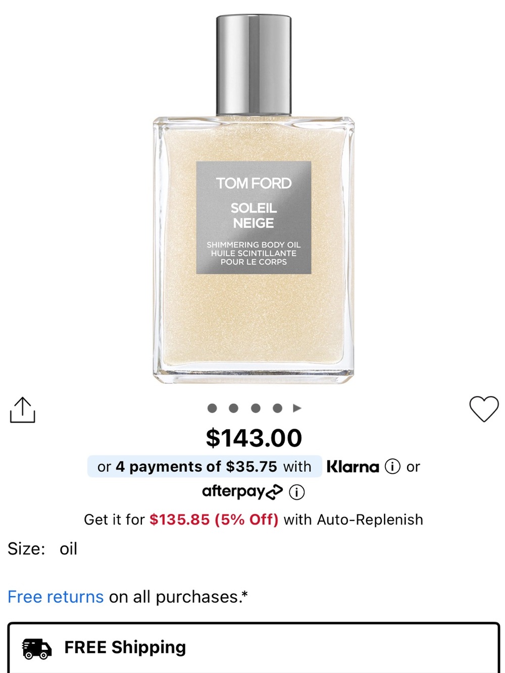 Tom Ford Soleil Neige Body Oil Spray